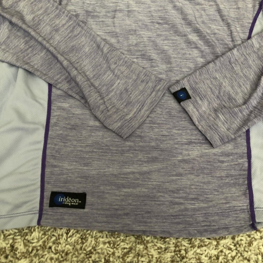 Womens Irideon Riding Wear V Neck Long Sleeve Shirt Purple  Sz XL Vented On Side - Picture 2 of 10